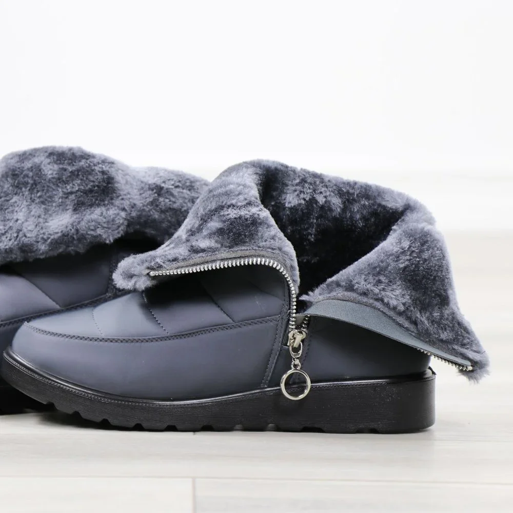 Rain Ankle Boots Weather Resistant Warm Synthetic Fluff Inside Grey - Picture 14 of 14